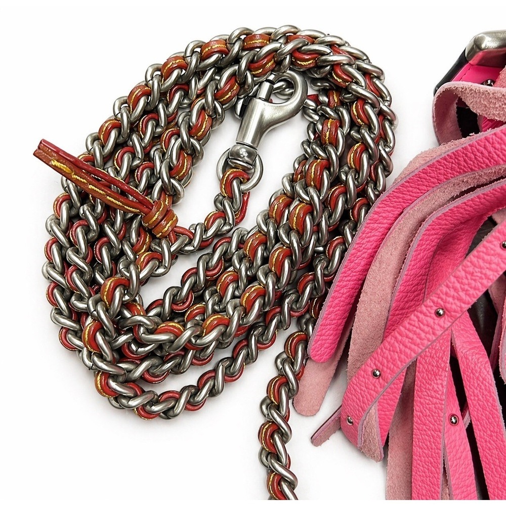 Coach Wild Tea Rose‎ 1941 Fringe Pink Leather Crossbody Kisslock Floral Studded - Picture 4 of 8